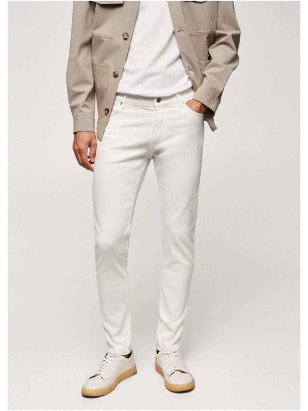 NWT! MANGO MENS SLIM FIT ULTRA SOFT TOUCH PATRICK JEANS WHITE
